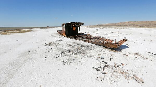 Брошенный корабль в соляной пустыне на месте Аральского моря - Sputnik Узбекистан