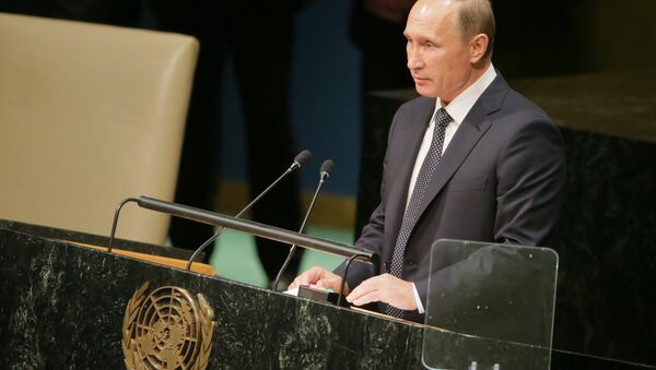 Президент РФ В.Путин принимает участие в 70-й сессии Генеральной Ассамблеи ООН - Sputnik Узбекистан