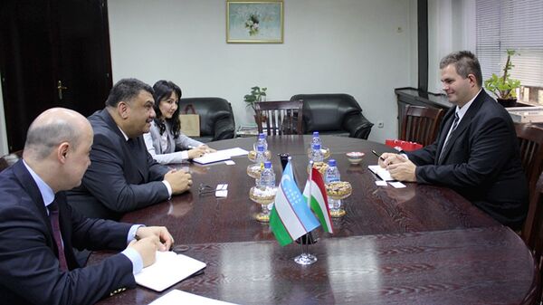 Встреча председателя Государственного комитета Республики Узбекистан по развитию туризма А.Шарапова с послом Венгрии в Узбекистане П.Санто - Sputnik Узбекистан