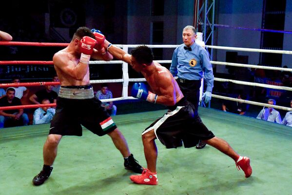 Алишер Хабибуллаев и Бахтиёр Мирзомухаммад на боксерском турнире Таджикистан vs Узбекистан - Sputnik Узбекистан