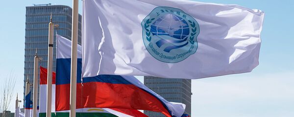 Флаг Шанхайской организации сотрудничества и флаги стран участниц ШОС Флаг Шанхайской организации сотрудничества и флаги стран участниц ШОС - Sputnik Ўзбекистон