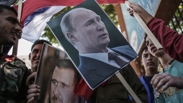 Митинг в поддержку Б. Асада и В. Путина в Сирии - Sputnik Узбекистан