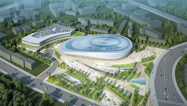 Eskiz interyera stroyashegosya mnogofunksionalnogo ledovogo kompleksa Humo Arena v Tashkente - Sputnik O‘zbekiston