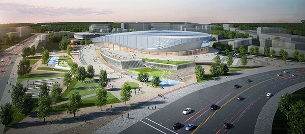 Эскиз интерьера строящегося многофункционального ледового комплекса Humo Arena в Ташкенте Эскиз интерьера строящегося многофункционального ледового комплекса Humo Arena в Ташкенте - Sputnik Ўзбекистон