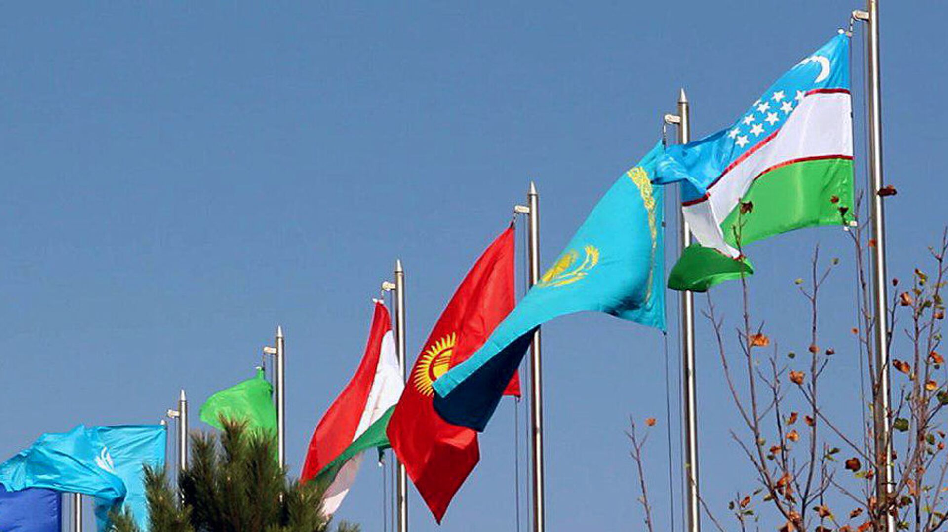 Флаги стран-участниц конференции по обеспечению безопасности и устойчивого развития в Центральной Азии - Sputnik Узбекистан, 1920, 22.04.2022