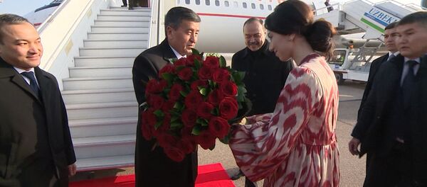 Жээнбекова в аэропорту Ташкента встретила девушка с цветами — видео Жээнбекова в аэропорту Ташкента встретила девушка с цветами — видео - Sputnik Ўзбекистон