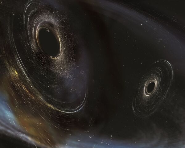 Художественное представление черных дыр, находящихся в 3 миллиардах световых лет от Земли - Sputnik Узбекистан