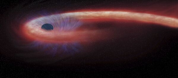 Художественное изображение черной дыры в созвездии Девы, поглощающей рекордные количества материи - Sputnik Узбекистан