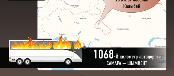 Пожар в автобусе на трассе Самара-Шымкент - Sputnik Узбекистан
