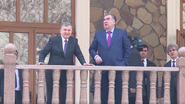 Президенты Узбекистана и Таджикистана - Шавкат Мирзиёев и Эмомали Рахмон - Sputnik Узбекистан