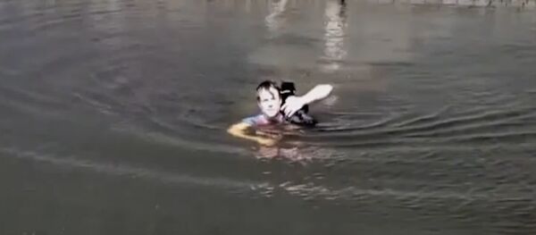 Мужчина спас застрявшего посреди водоема кота Мужчина спас застрявшего посреди водоема кота - Sputnik Узбекистан