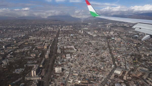 Город Душанбе, вид из самолета, архивное фото - Sputnik Ўзбекистон