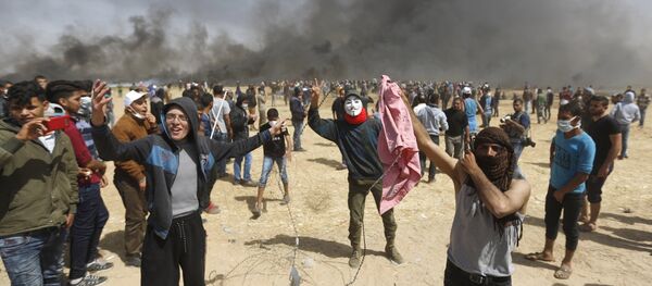 Акции протеста на границе сектора Газа и Израиля Акции протеста на границе сектора Газа и Израиля - Sputnik Ўзбекистон
