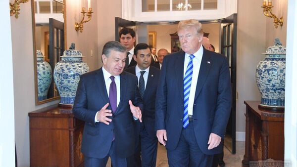 Президент Узбекистана Шавкат Мирзиёев на встрече с Дональдом Трампом - Sputnik Узбекистан