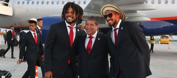 Игроки сборной Панамы и главный тренер Эрнан Гомес, прибывшие в Саранск для участия в матчах чемпионата мира по футболу - 2018 - Sputnik Узбекистан