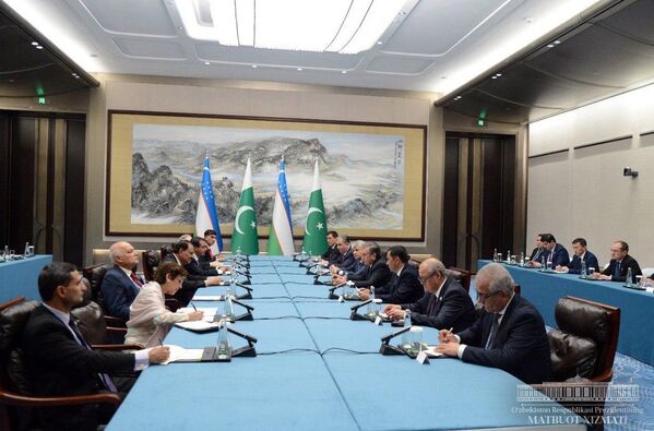 Президент Узбекистана провел встречу с президентом Пакистана на полях саммита ШОС в Циндао. - Sputnik Узбекистан