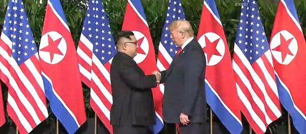 Лидеры США и Северной Кореи обменялись рукопожатием на саммите в Сингапуре - Sputnik Узбекистан