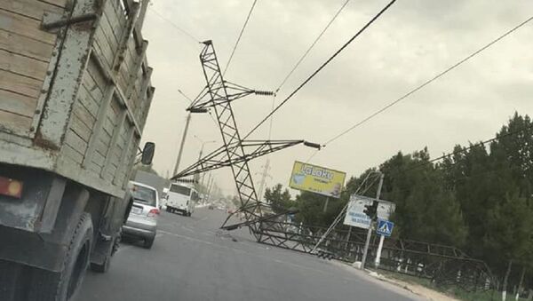Упавшая из-за урагана в Ташкенте опора линии электропередачи - Sputnik Узбекистан