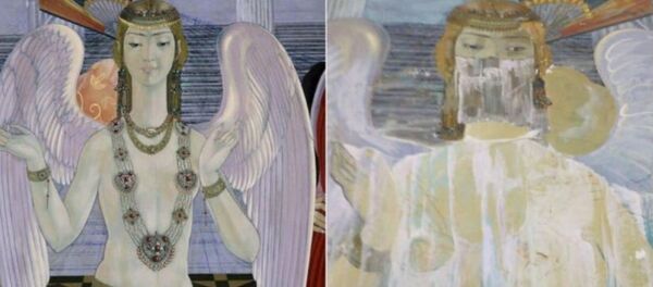 В Кокандском театре изуродовали фрески народного художника Узбекистана Баходира Джалалова В Кокандском театре изуродовали фрески народного художника Узбекистана Баходира Джалалова - Sputnik Узбекистан