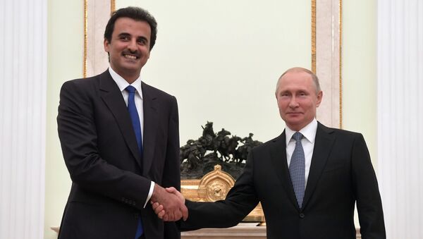 Президент РФ В. Путин встретился с эмиром Катара Т. бен Хамадом Аль Тани - Sputnik Узбекистан