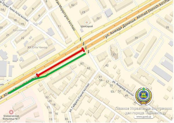 Движение по улице Ахмада Дониша в Ташкенте перекрыто Движение по улице Ахмада Дониша в Ташкенте перекрыто - Sputnik Узбекистан