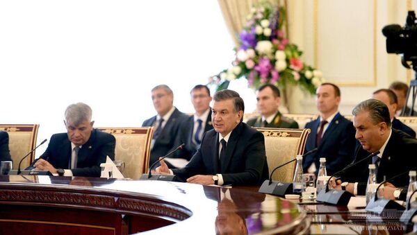 Президент Узбекистана Шавкат Мирзиёев на переговорах с Александром Лукашенко - Sputnik Узбекистан
