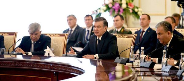 Президент Узбекистана Шавкат Мирзиёев на переговорах с Александром Лукашенко - Sputnik Узбекистан