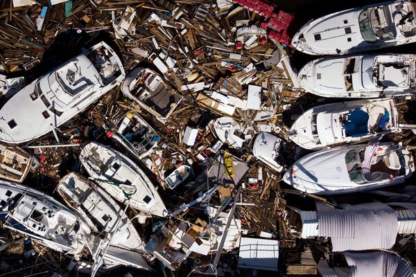 Поврежденные штормом лодки после урагана Майкл 11 октября 2018 года в Панаме, штат Флорида. - Sputnik Узбекистан